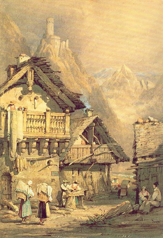 Prout, Samuel Alpine Village Spain oil painting art